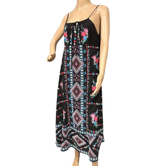 SAVANNA JANE Women's Bohemian Ethnic Embroidered Camisole Maxi Dress Sz M - Picture 4 of 8